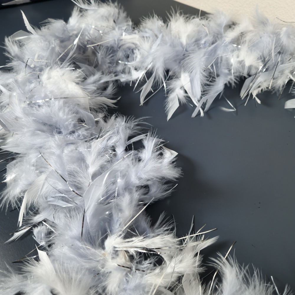 Feather Boa with Silver Tinsel Accents Costume Accessory Glamour